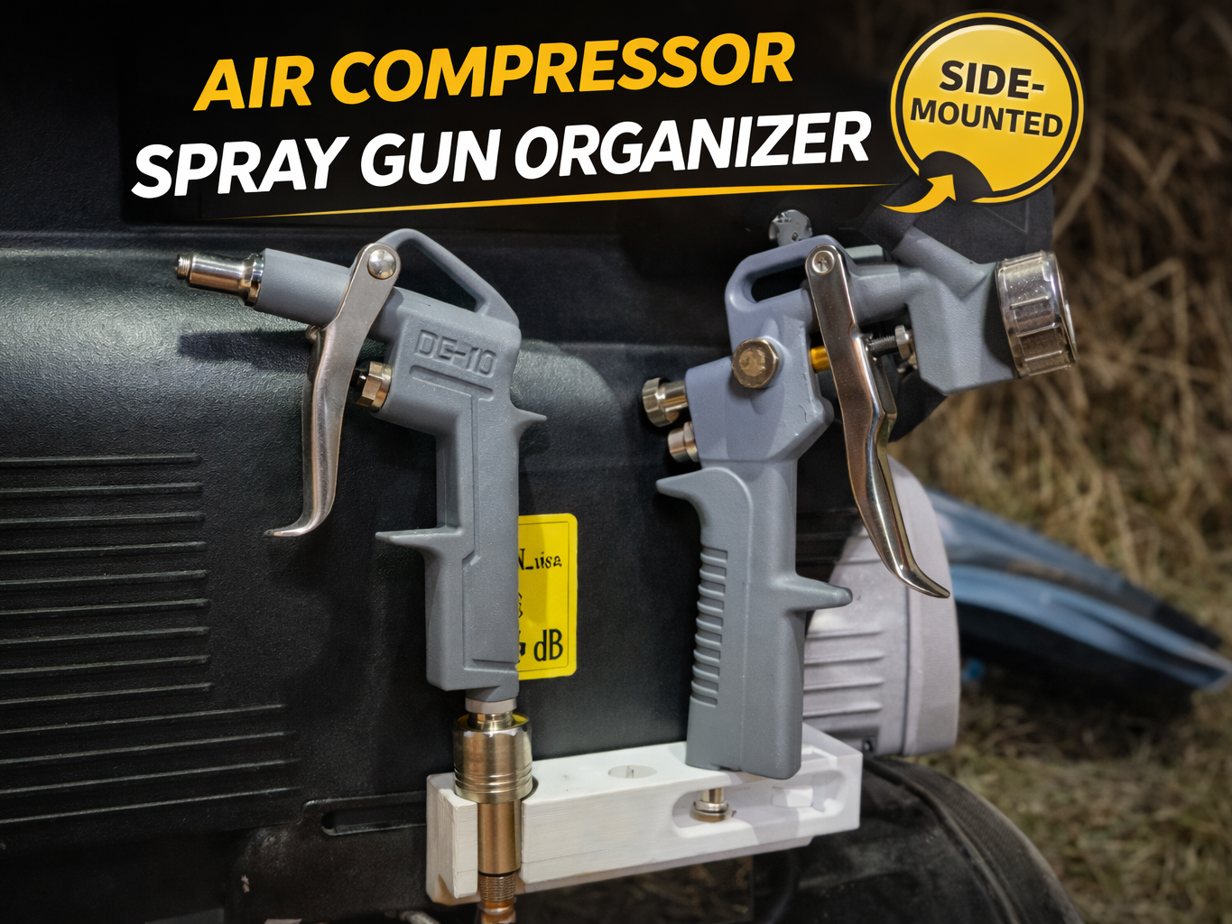 Air Compressor Side-Mounted Spray Gun Organizer