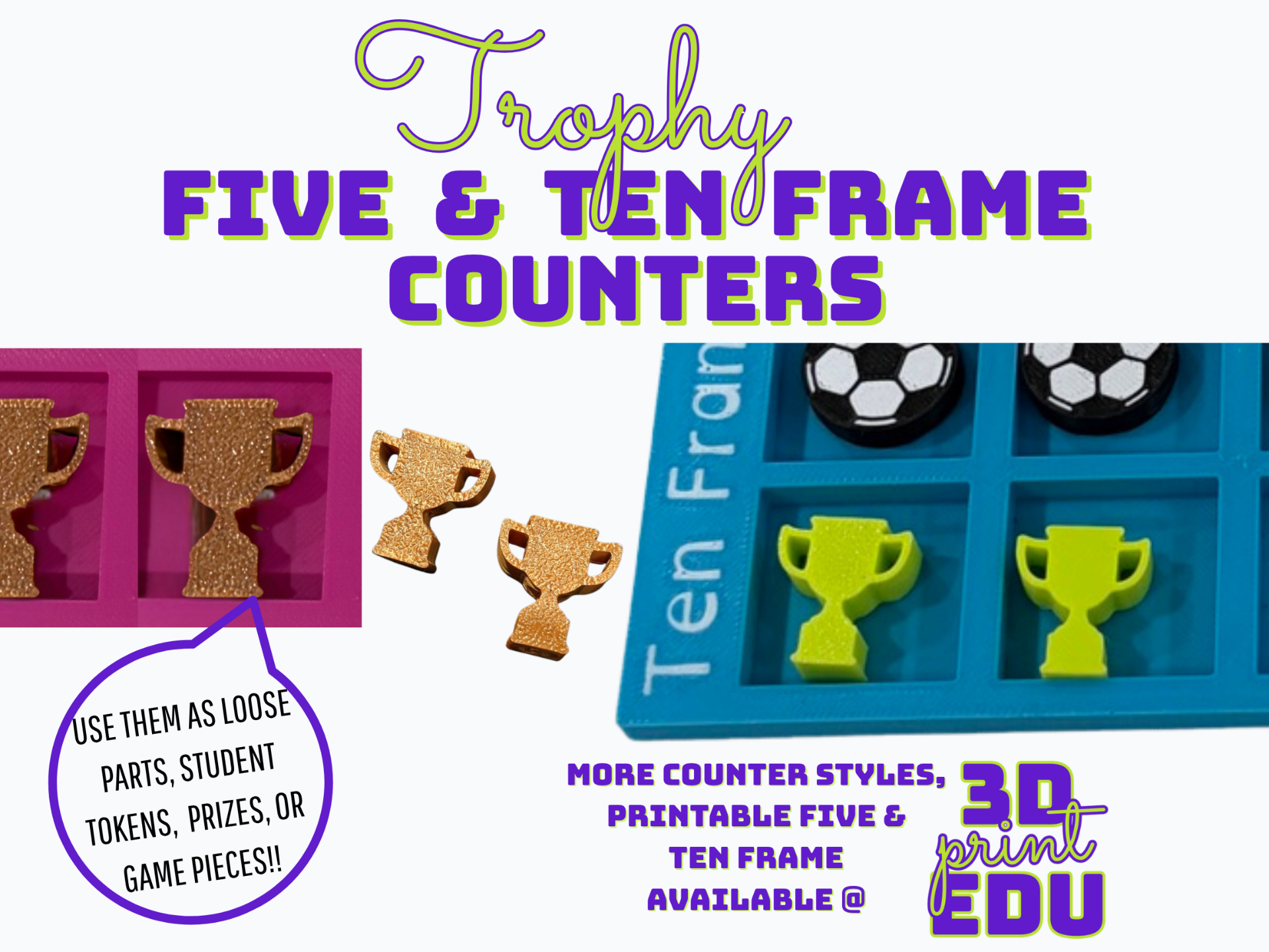 Trophy Ten Frame Counters for Math or Loose Parts