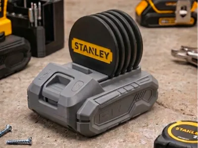 Tool Brand Coaster Set with Battery Holder