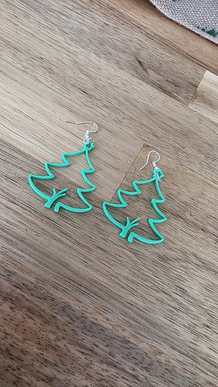 Christmas tree outline earrings view 2