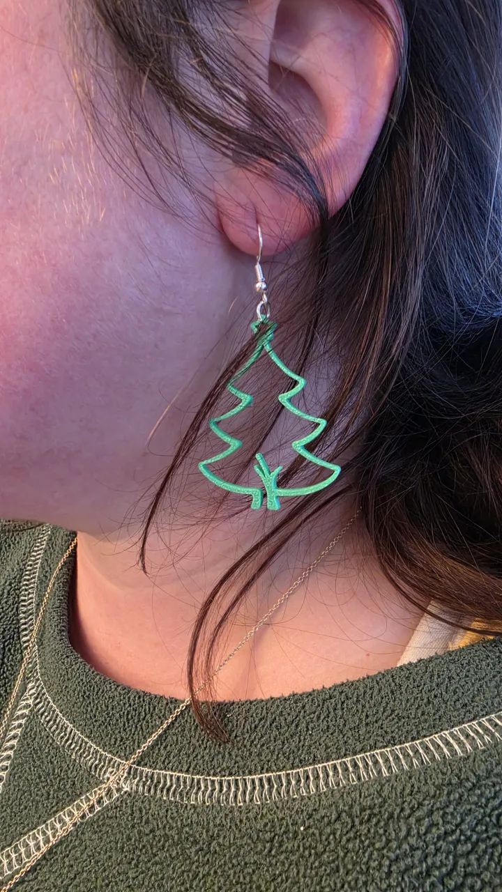 Christmas tree outline earrings view 3