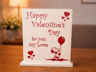 Valentinstags Aufsteller mit süßem Hund