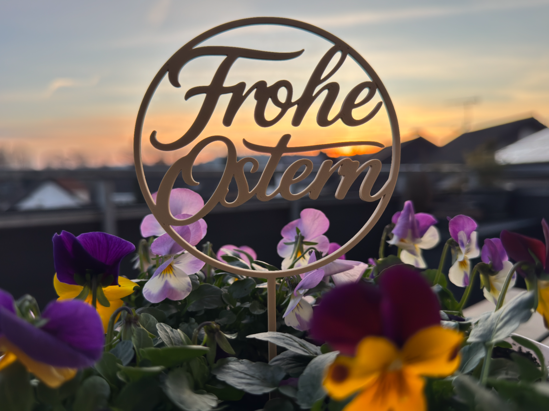 Deko Frohe Ostern mit Stecker