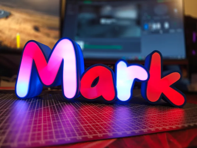 Decorative name lamp / lightbox - "Mark"