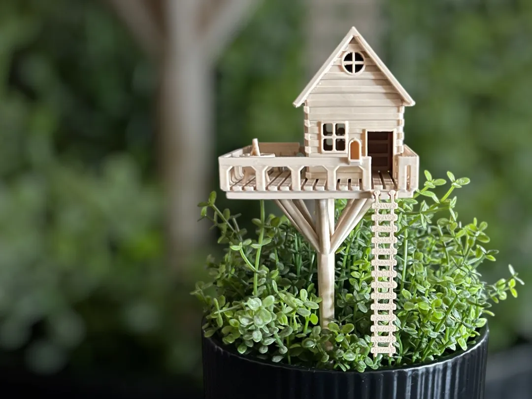 Dekoratives kleines Baumhaus-Blumentopf-Ornament, handgefertigtes Sammlergeschenk