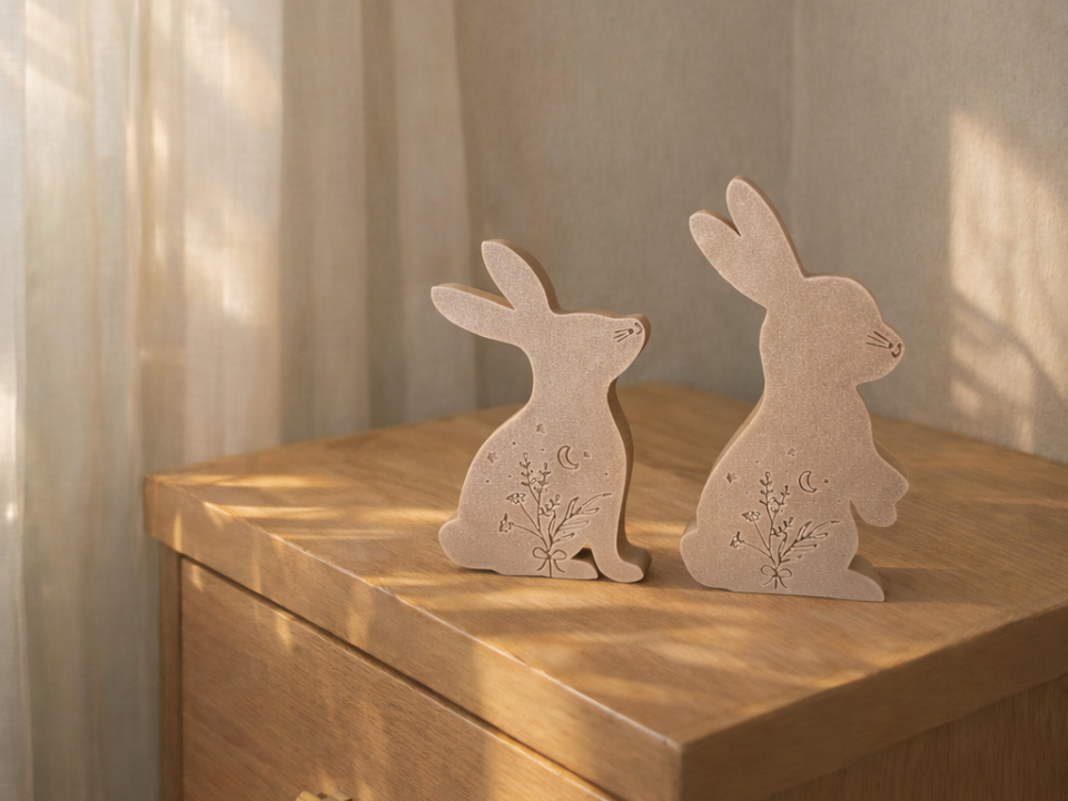 Minimalist Bunny Decor with Floral Detail