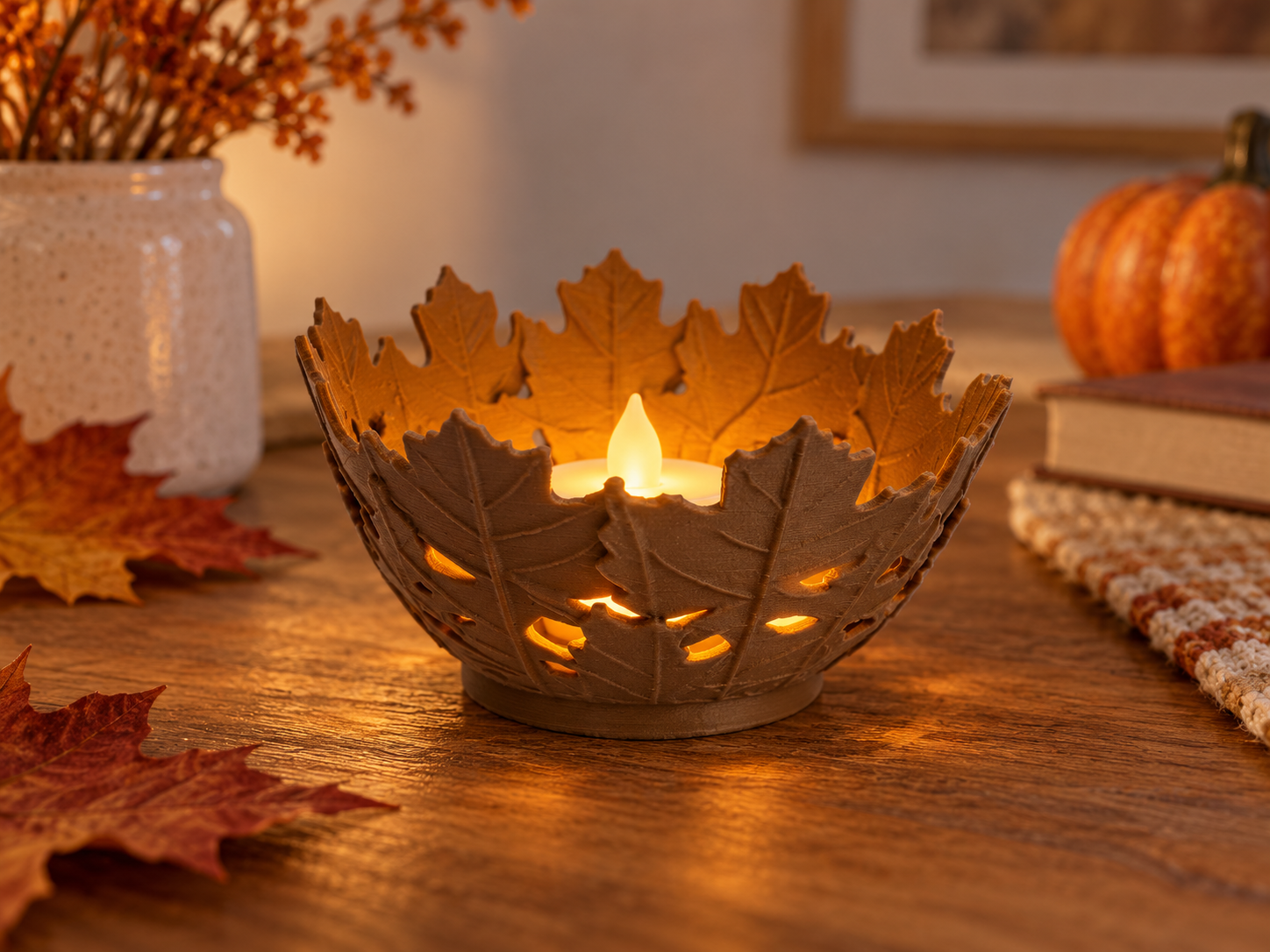 Autumn Leaf Bowl & Tealight Holder - No supports - 1