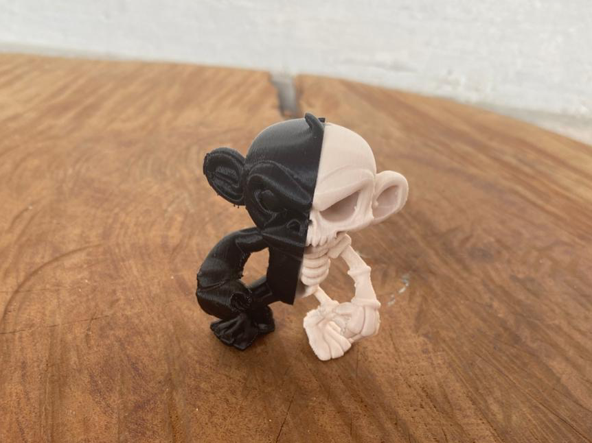 Dark Minimalist Monkey Keychain