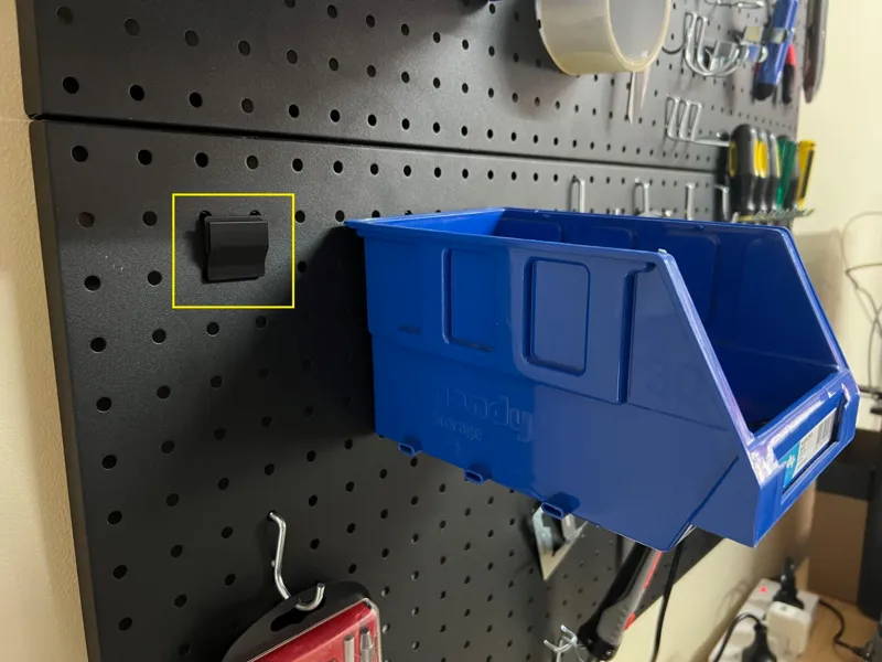 Storage Tote/Box Pegboard Mounting Bracket