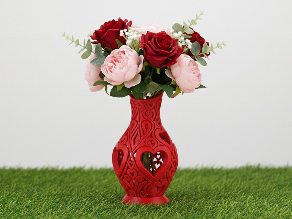 "Queen of Hearts" Valentine Vase Arificial flowers