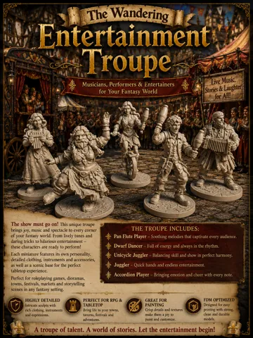 Modelo para impresión 3D: The Wandering Entertainment Troupe — vista de referencia 3