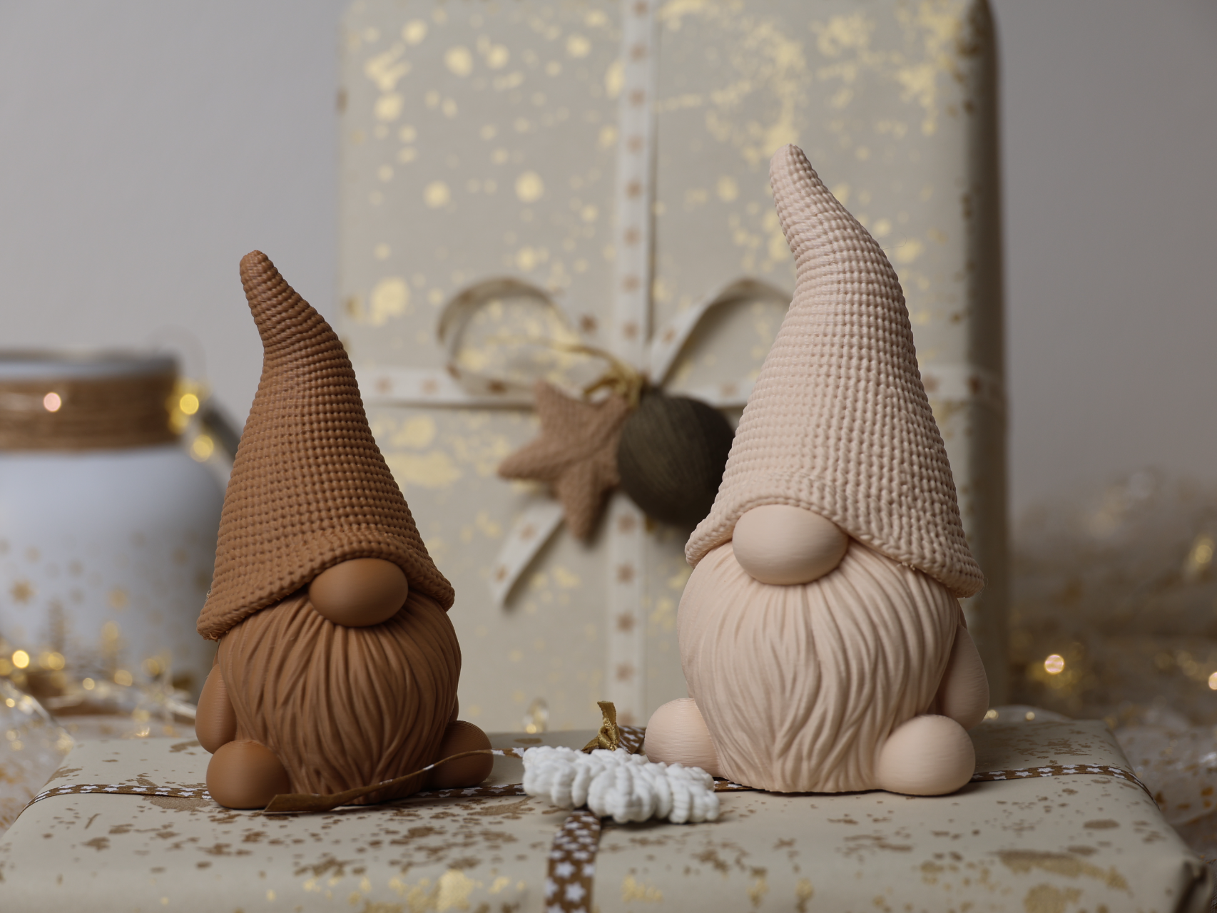 Christmas Gnome with Waffle Knit Pointy Hat - 1