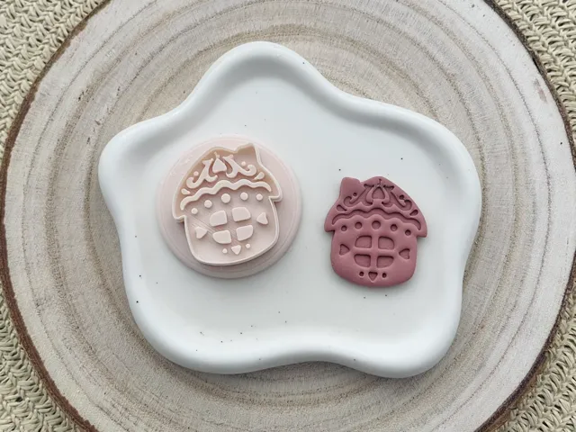 Winter House Polymer Clay Earrings Cutter