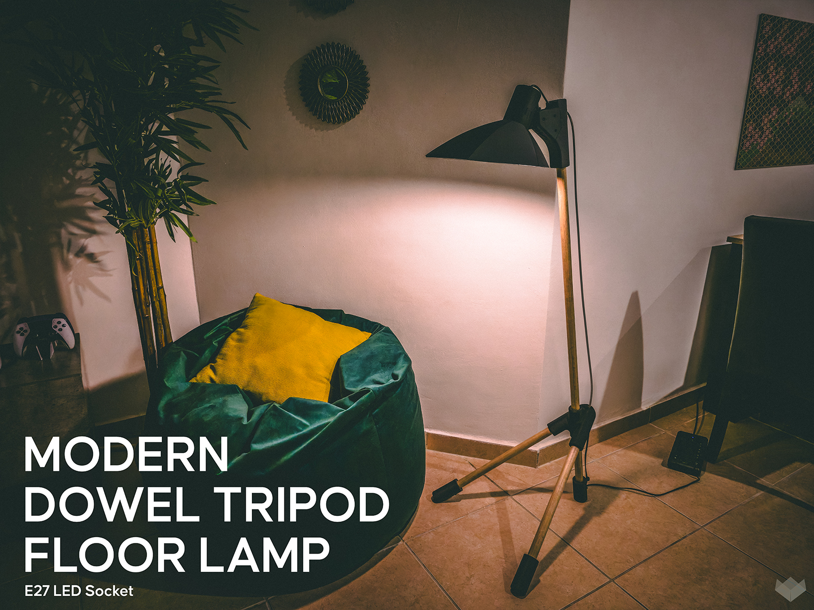 Modern Dowel Tripod Floor Lamp
