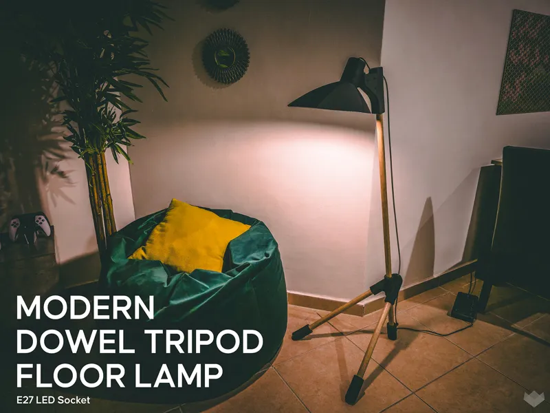 Modern Dowel Tripod Floor Lamp