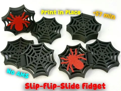 Objeto manipulable: Spider Web Halloween Slider + Flip Fidget Toy — referencia de MakerWorld