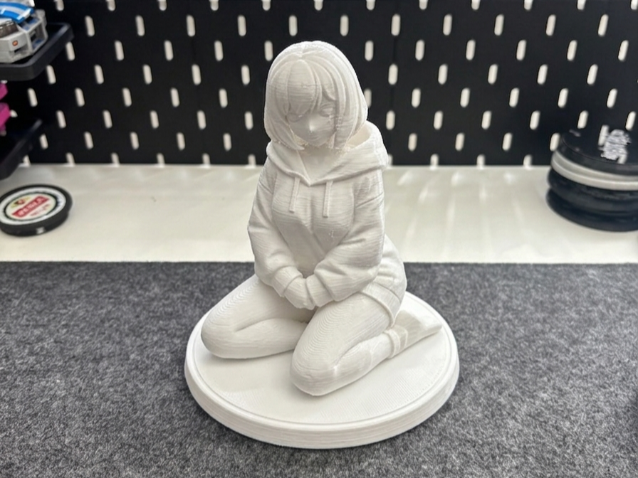 Shy Hoodie Girl | Cozy Anime Desk Figurine