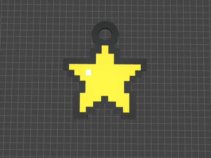 Minimalist Pixel-Art Star Keychain