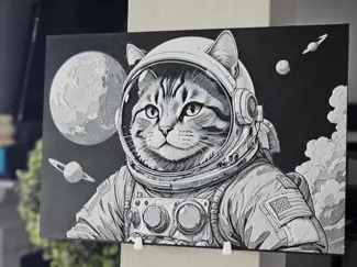 Astronaut Cat Hueforge 3D Printed Texture Wall Art