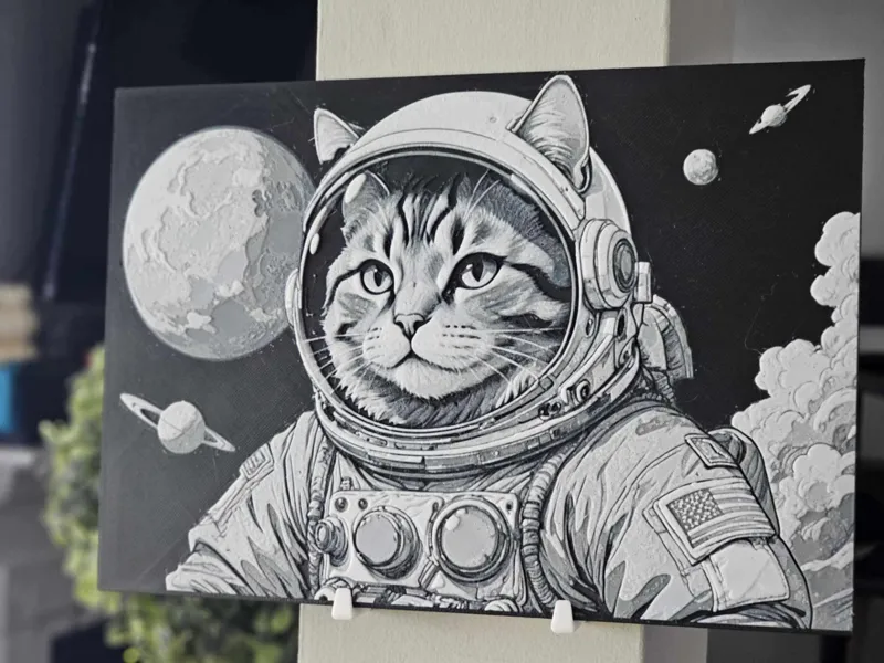Astronaut Cat Hueforge 3D Printed Texture Wall Art