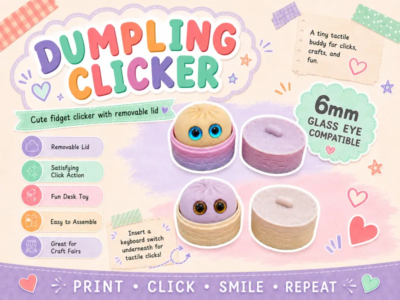 Dumpling Fidget Clicker - 6mm glass eye compatible