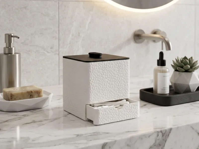 Q-tip Dispenser with Voronoi Texture & Dust Lid