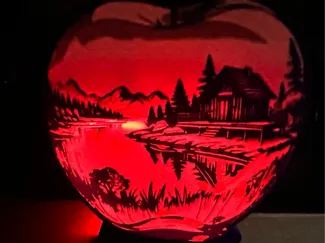 APPLE SHAPED MOUNTAIN SCENE