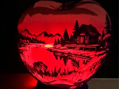 APPLE SHAPED MOUNTAIN SCENE
