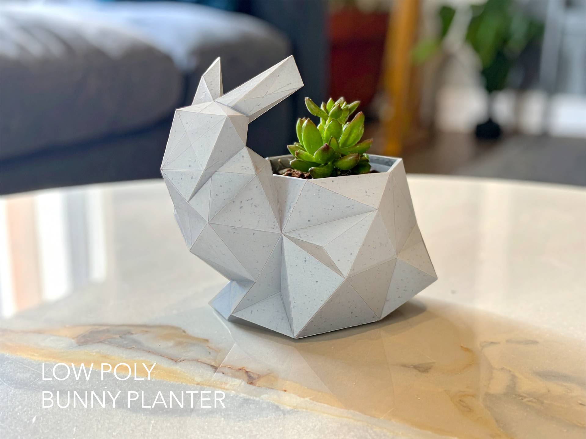 Low Poly Bunny Planter
