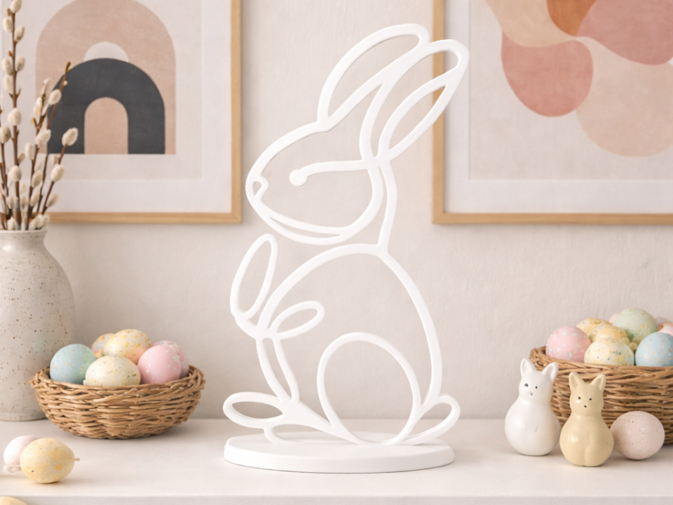 Minimalist Bunny Line Drawing Easter Decoration