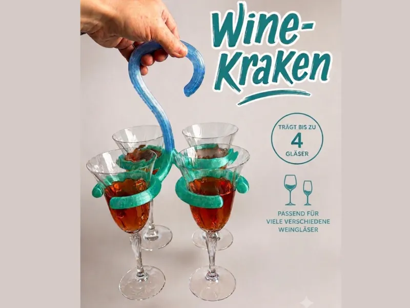 Wein-Kraken (4-Fach Weinglas Halter)