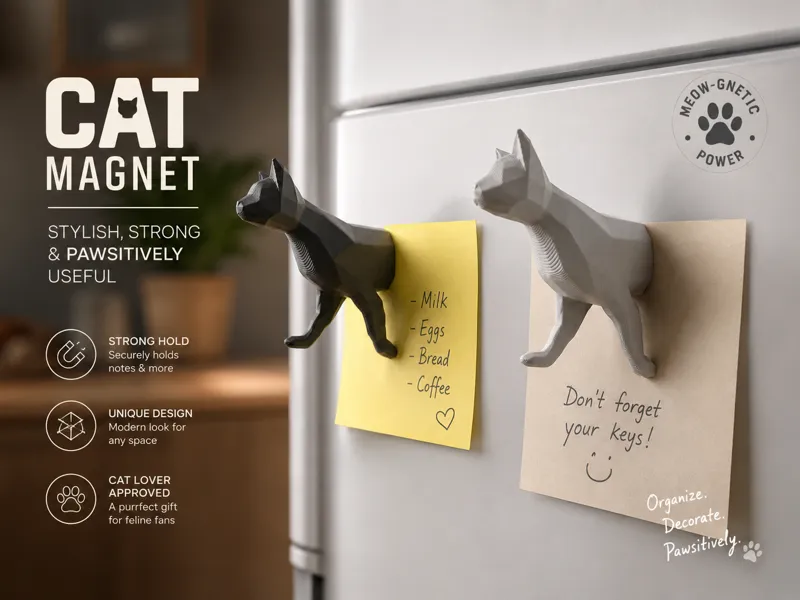 Low Poly Cat Fridge Magnet