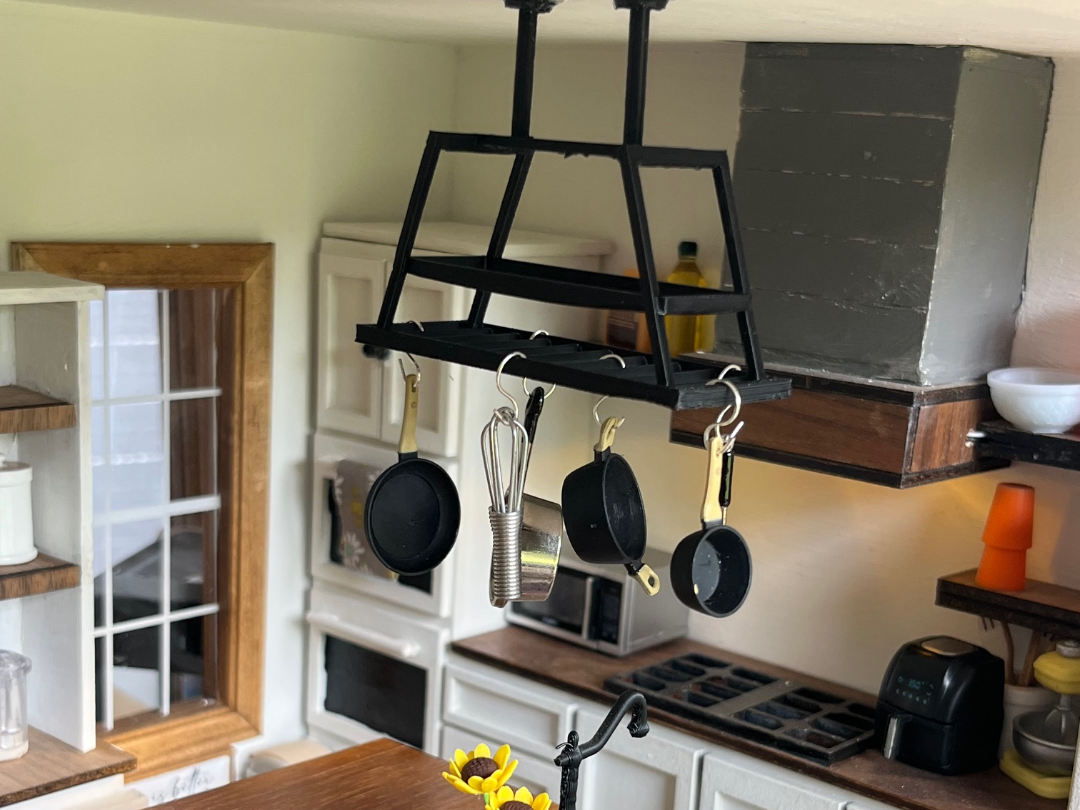 Dollhouse 1:12 scale hanging Pot Rack 