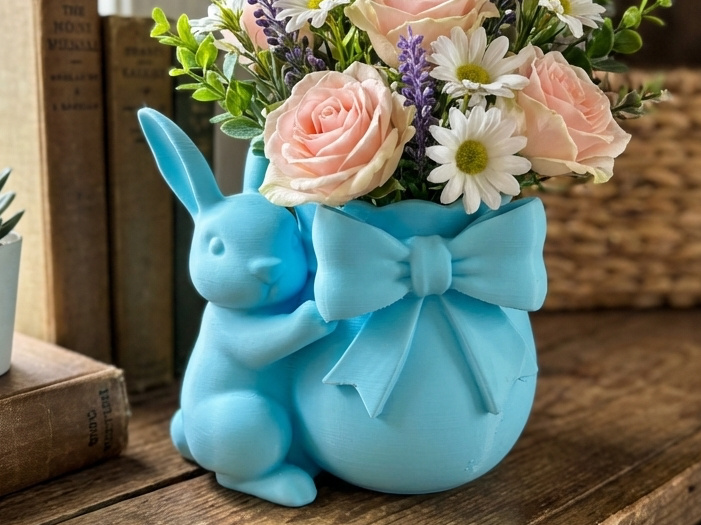 Cute Easter Bunny Bow Vase – Spring Floral Decor