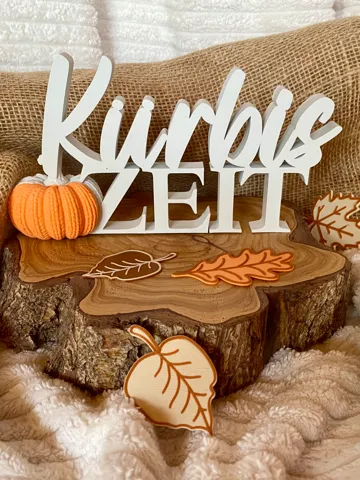 Modelo para impresión 3D: Kürbiszeit Schriftzug mit gestrickten Kürbis — vista de referencia 2