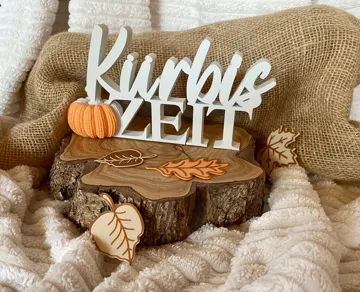 Modelo para impresión 3D: Kürbiszeit Schriftzug mit gestrickten Kürbis — vista de referencia 4