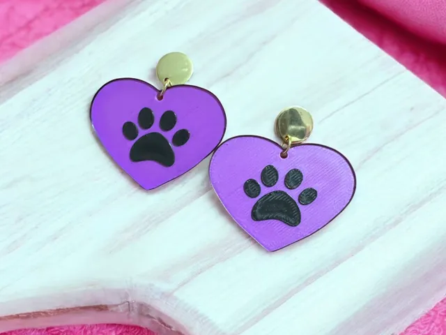 Pendientes corazón huella