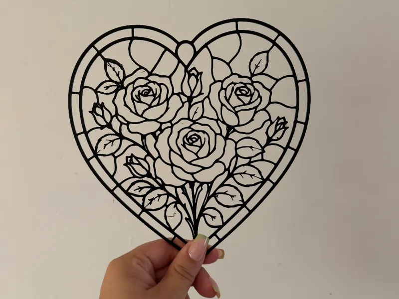 Décoration murale effet Vitrail - Bouquet roses