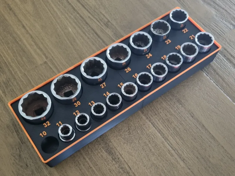 Gridfinity 1/2" Socket holder metric