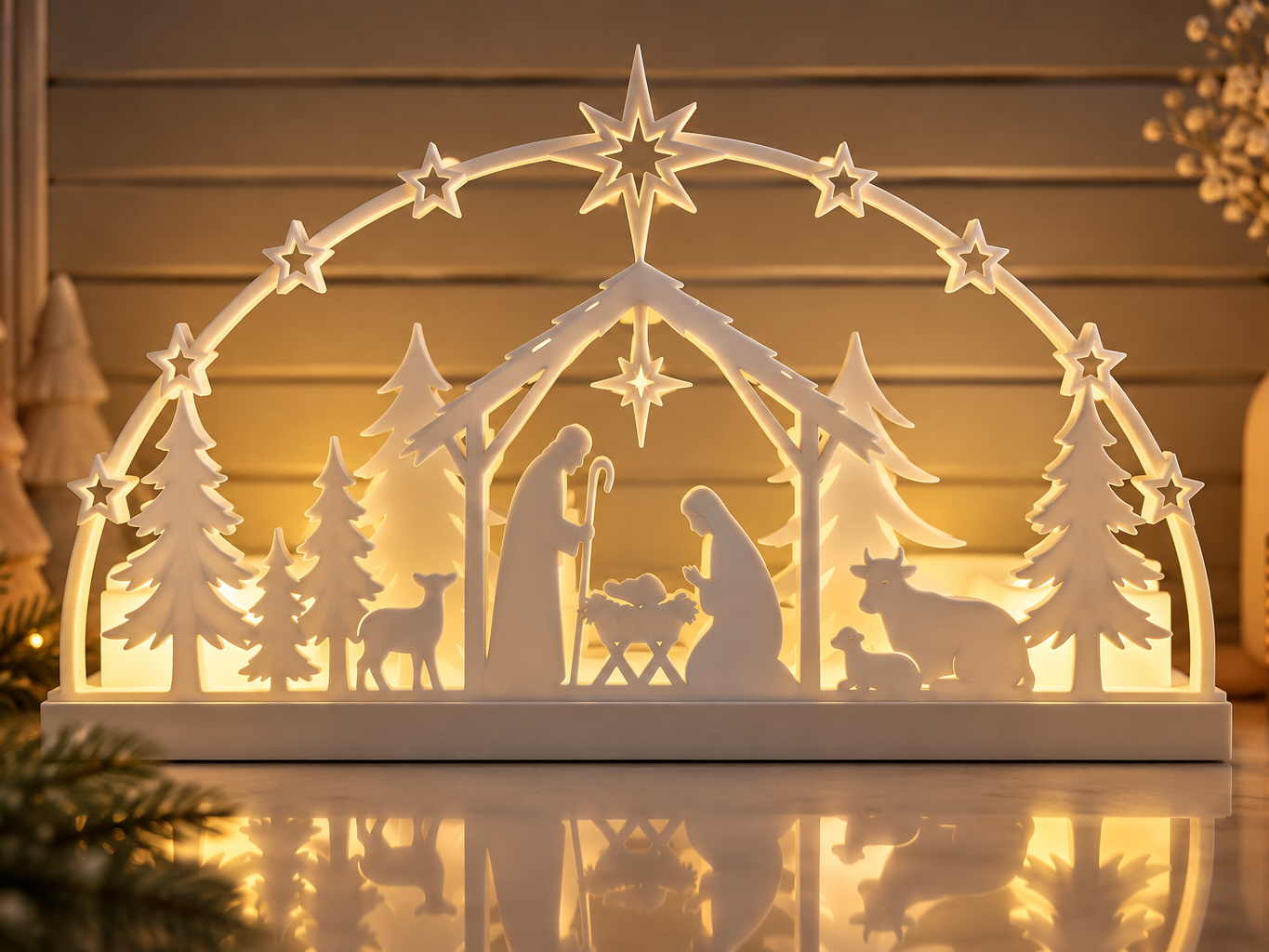 Krippe Bogen beleuchtet/Nativity Arch Light - 1