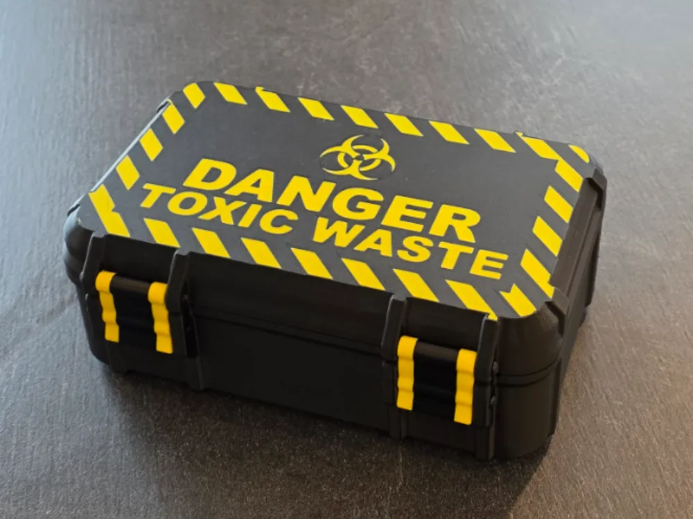 Caja o estuche: DANGER TOXIC WASTE Rugged Box. Referencia del modelo original.