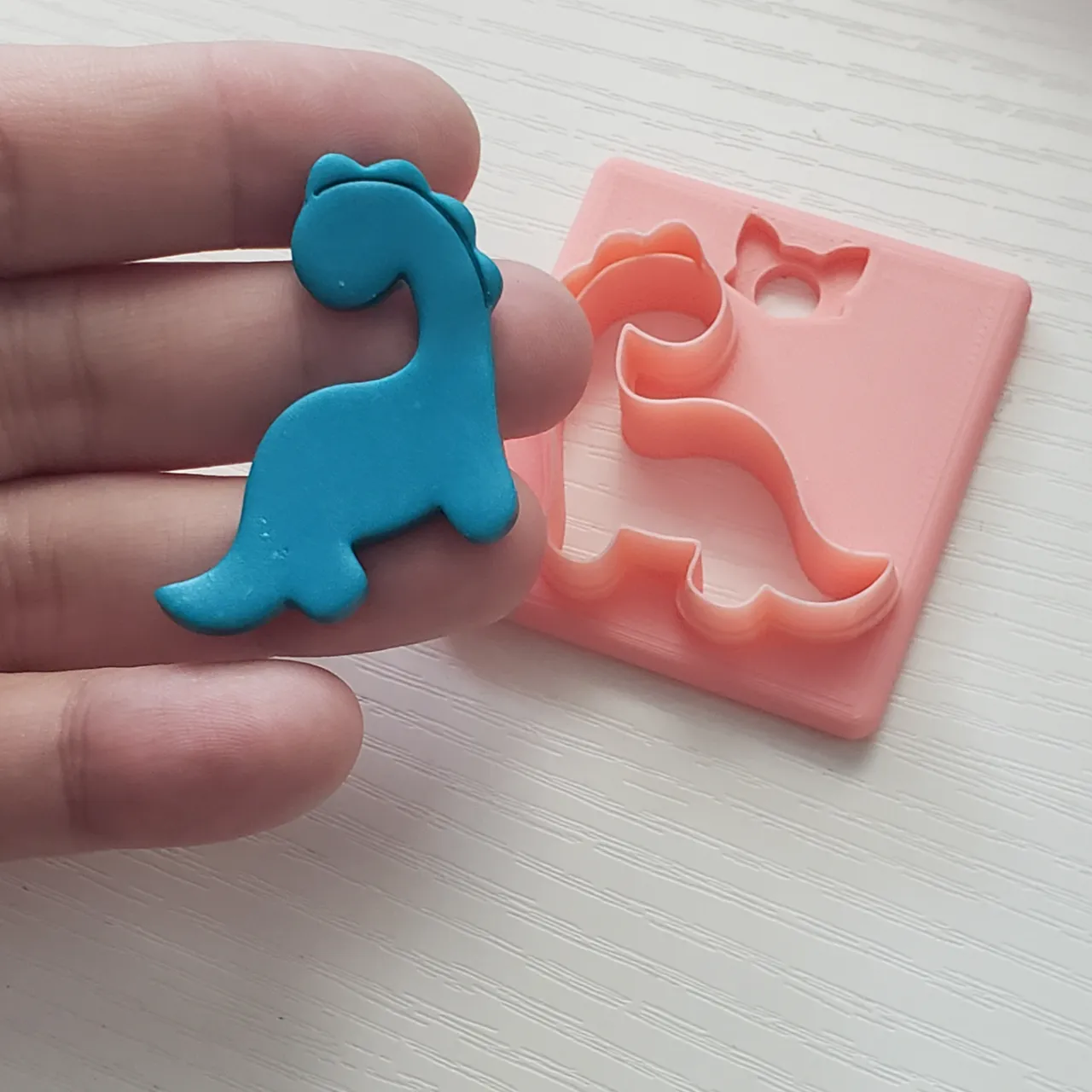 Cute Simple Dinosaur 1 Polymer Clay Earring Cutter view 4