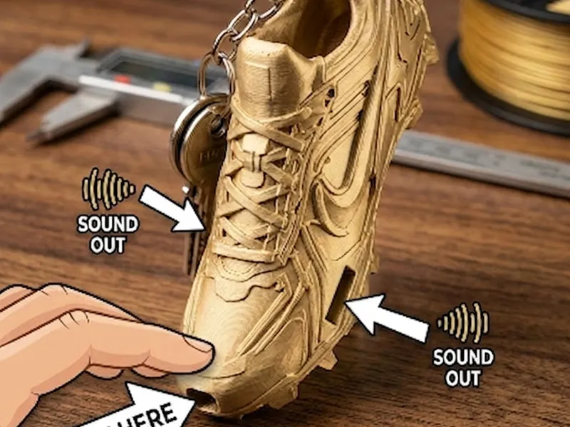 3D Printed Sneaker Whistle Keychain EDC Accessory