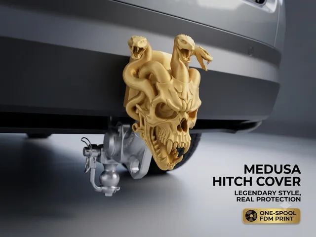 Medusa Snake Skull Tow Hitch Cover