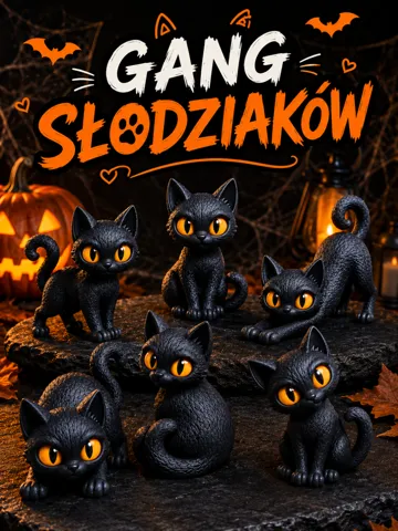 Letrero o emblema decorativo: Gang Słodziaków – 6 Halloweenowych Czarnych Kotów — vista de referencia 2