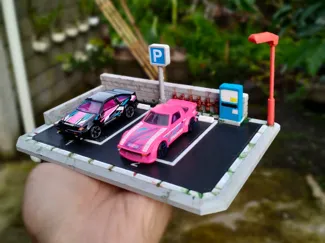 1:64 Japanese Coin Parking Diorama (2-Car Fit)