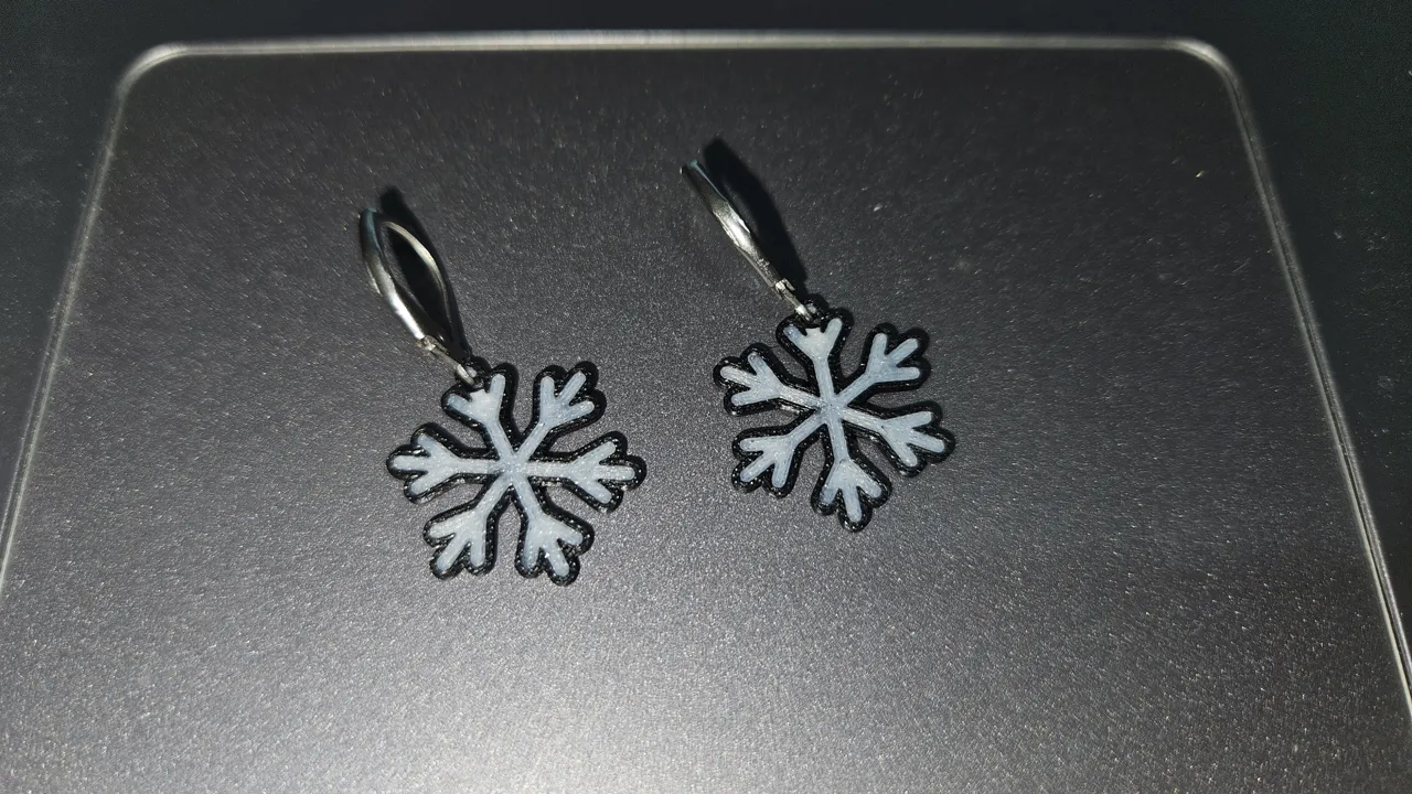 Snowflake earrings view 2