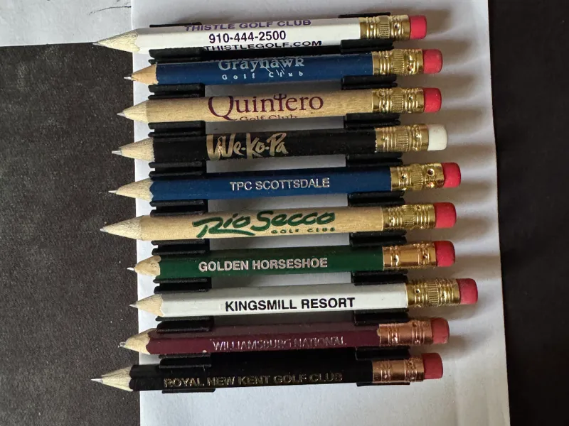 Golf Pencil Display with mounting holes