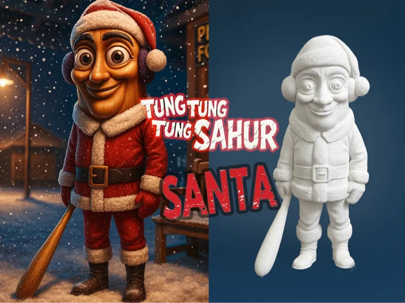 Tung Tung Tung Sahur Santa – Italian Brainrot Toy