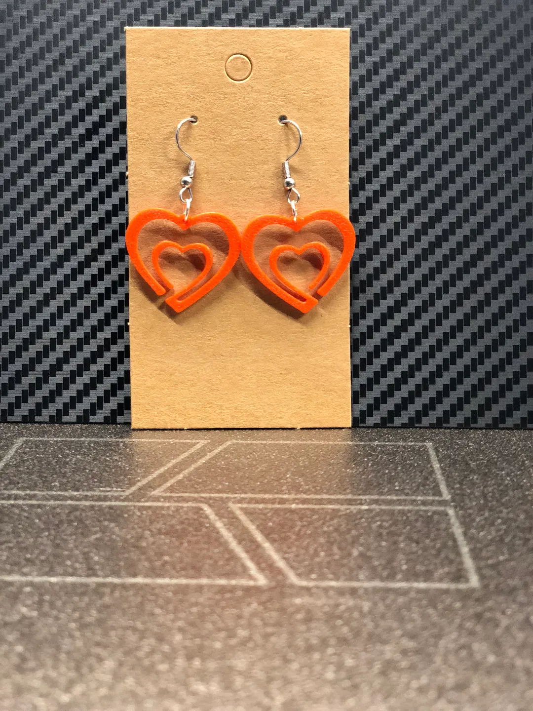 Two hearts Valentines earrings view 2